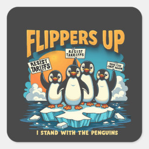 Adesivo Quadrado Resistir Eu Fico Com Pinguins