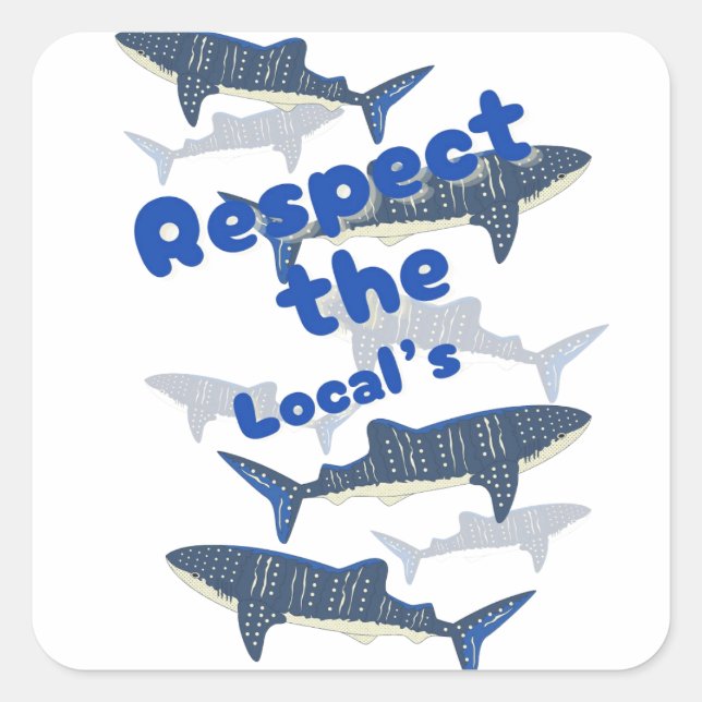 ADESIVO QUADRADO RESPEITE OS LOCAIS, A FAMÍLIA DE SHARK NADANDO PER (Frente)