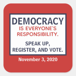 Adesivo Quadrado Responsabilidade da Democracia Votação no Registro