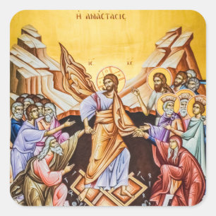 Adesivo Quadrado Ressurreição de Cristo Ortodoxo Cristão