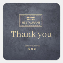 Adesivo Quadrado Restaurante de logotipo personalizado | Obrigado a