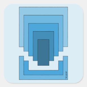 Adesivo Quadrado Retângulo Abstrato em Azul