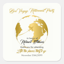 Retirement Party Golden Border Globe Bon Voyage