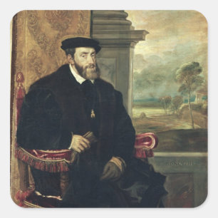 Adesivo Quadrado Retrato assentado do imperador Charles V 1548