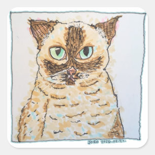 Adesivo Quadrado Retrato Colorido e Excêntrico de Gato