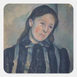 Adesivo Quadrado Retrato da senhora Cezanne com cabelo afrouxado,