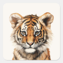 Retrato de Aquarela de um Pequeno Tigre