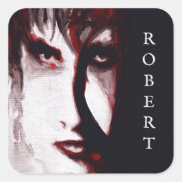 Adesivo Quadrado Retrato de Arte de Homem de Música Goth Pós-Punk G