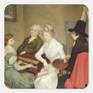 Adesivo Quadrado Retrato de auto com família