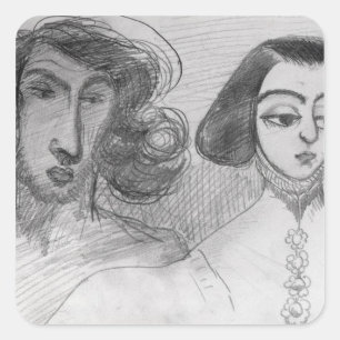 Adesivo Quadrado Retrato de auto com George Sand