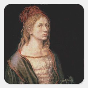 Adesivo Quadrado Retrato de auto com um cardo, 1493