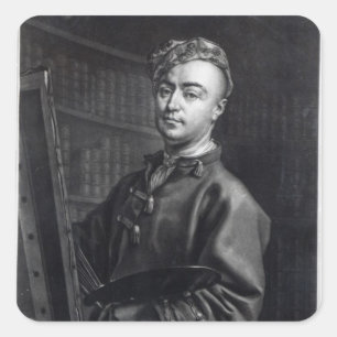 Adesivo Quadrado Retrato de auto, gravado por John Faber, 1735