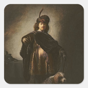 Adesivo Quadrado Retrato de auto no traje oriental, 1631