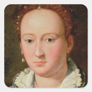 Adesivo Quadrado Retrato de Bianca Cappello, c.1580 (óleo no cobre