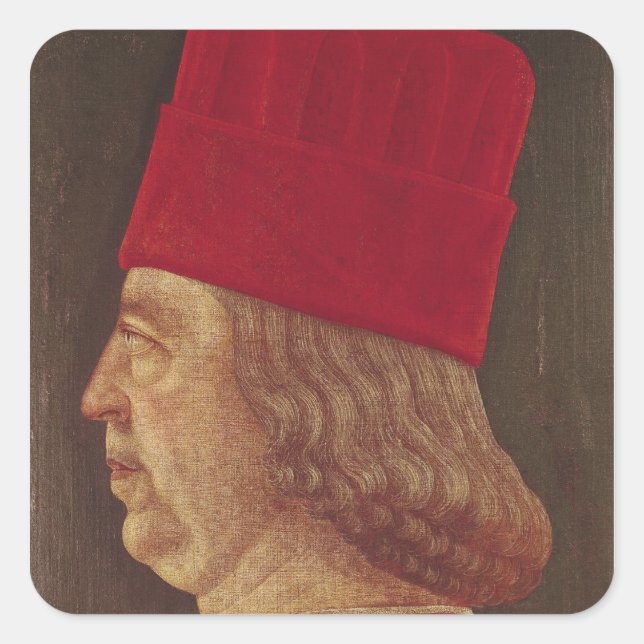 Adesivo Quadrado Retrato de Borso d'Este, Príncipe de Ferrara (Frente)