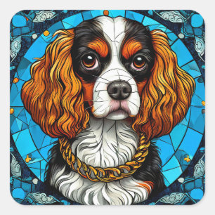 Adesivo Quadrado Retrato de Cachorro em Vidro Pintado