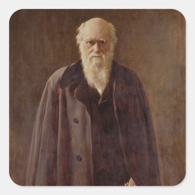 Adesivo Quadrado Retrato de Charles Darwin 1883 (Frente)