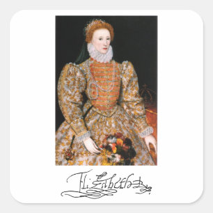 Adesivo Quadrado Retrato de Cheio da Rainha Isabel I da Inglaterra
