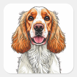 Adesivo Quadrado Retrato de Cocker Spaniel Inglês