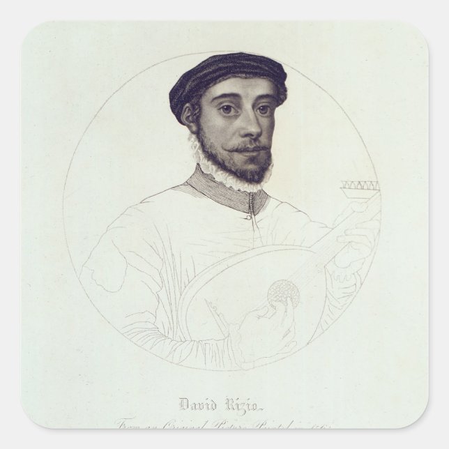 Adesivo Quadrado Retrato de David Rizio, um original pintado (Frente)