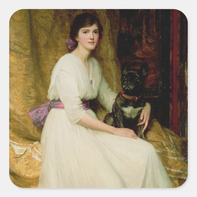 Adesivo Quadrado Retrato de Dorothy Dicksee (Frente)