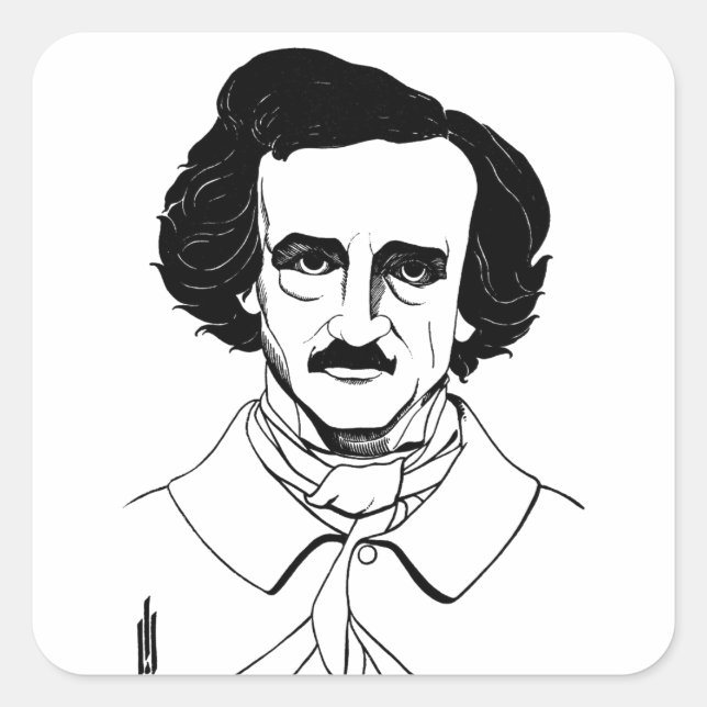 Adesivo Quadrado Retrato de Edgar Allan Poe (Frente)