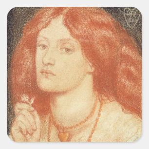 Adesivo Quadrado Retrato de Elizabeth Siddal (1834-62), 1860 (verme