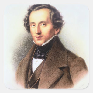 Adesivo Quadrado Retrato de Felix Mendelssohn (1809-47) (litho)