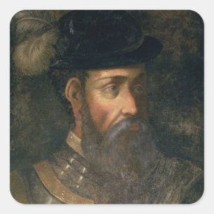 Adesivo Quadrado Retrato de Francisco Pizarro (c.1478-1541) Spanis