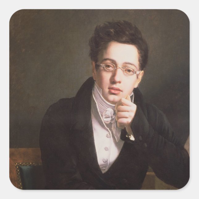 Adesivo Quadrado Retrato de Franz Schubert , compositor austríaco (Frente)