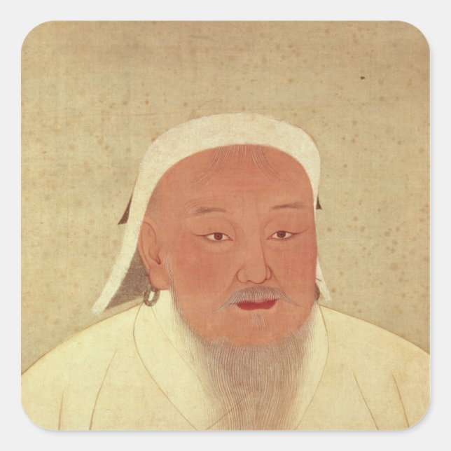 Adesivo Quadrado Retrato de Genghis Khan , Mongol Khan (Frente)