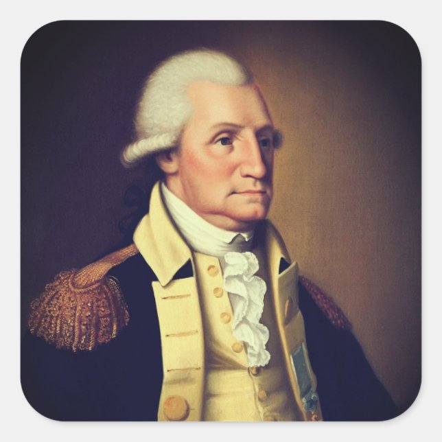 Adesivo Quadrado Retrato de George Washington (1790) (Frente)