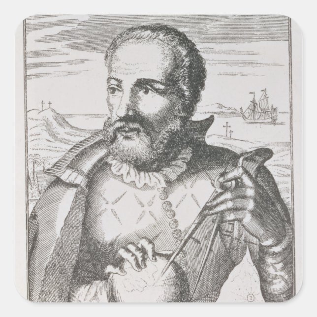 Adesivo Quadrado Retrato de Hernando de Magallanes (Frente)
