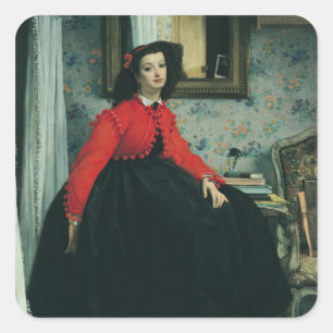Adesivo Quadrado Retrato de James Tissot do Mlle. L.L. 1864