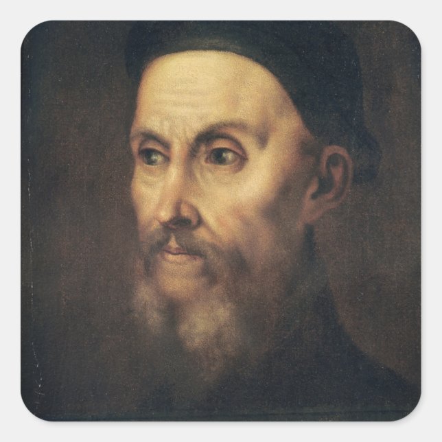 Adesivo Quadrado Retrato de John Calvin (Frente)