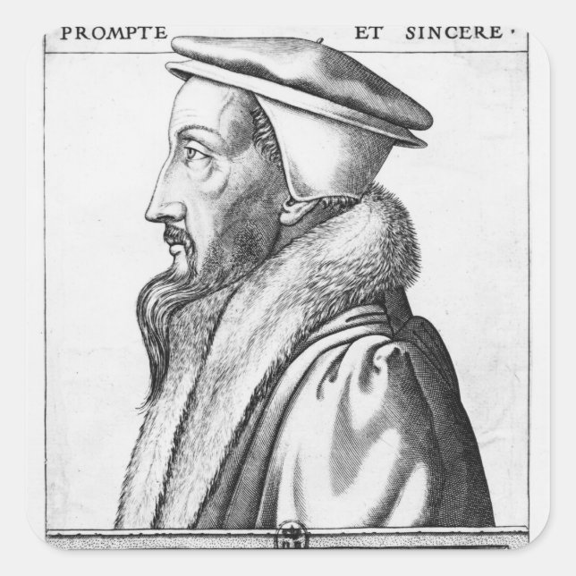 Adesivo Quadrado Retrato de John Calvin, 53 anos, 1564 (Frente)