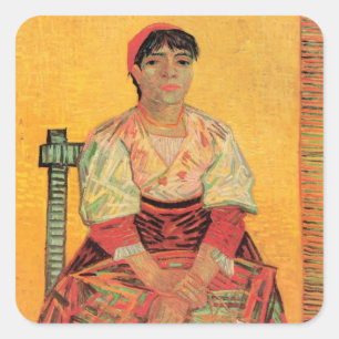 Adesivo Quadrado Retrato de Mulher Italiana por Vincent van Gogh