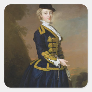 Adesivo Quadrado Retrato de Nancy Fortesque que veste um ri azul