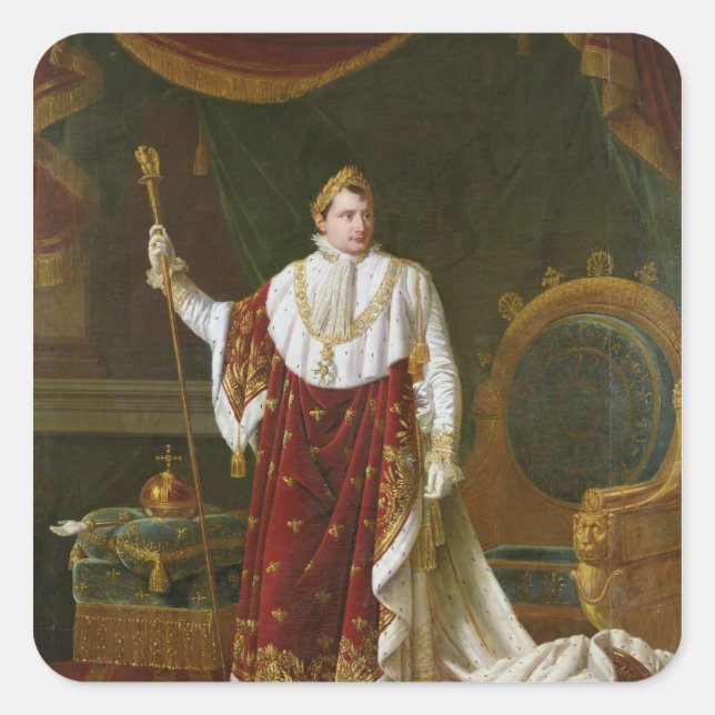 Adesivo Quadrado Retrato de Napoleão em sua coroação Robes (Frente)