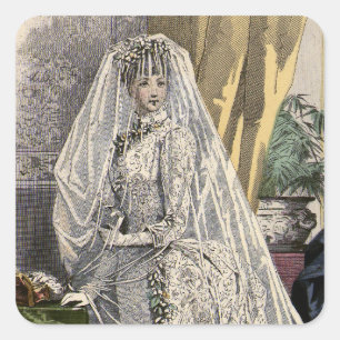 Adesivo Quadrado Retrato de Noiva de Casamento Antigo, Noiva Vitori