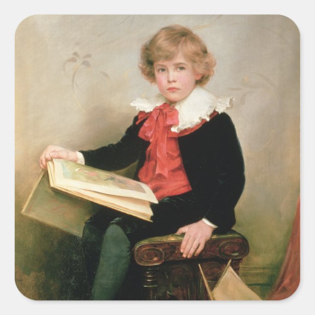 Adesivo Quadrado Retrato de Norman Stewart Davies (Frente)