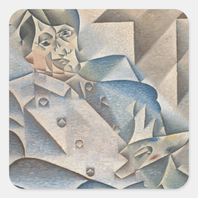 Adesivo Quadrado Retrato de Pablo Picasso por Juan Gris (Frente)