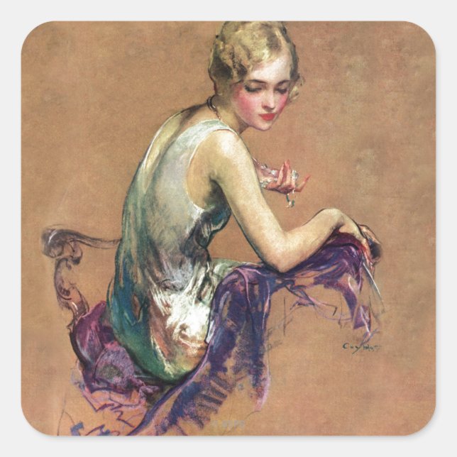 Adesivo Quadrado Retrato de Pastel (Frente)