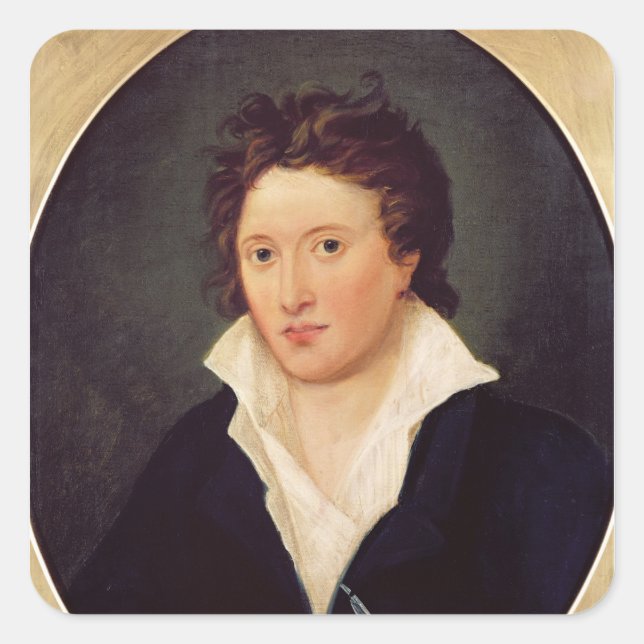 Adesivo Quadrado Retrato de Percy Bysshe Shelley, 1819 (Frente)