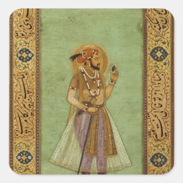 Adesivo Quadrado Retrato de Shah Jahan, 1631, Mughal (Frente)