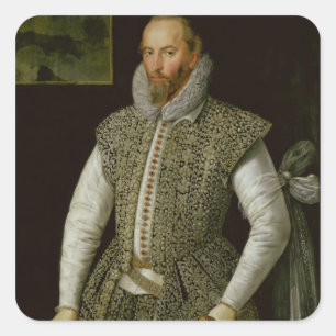 Adesivo Quadrado Retrato de Sir Walter Raleigh, 1598