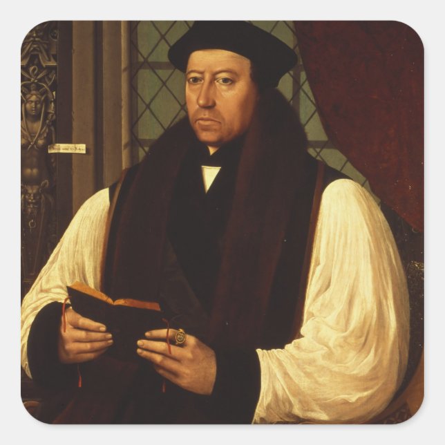 Adesivo Quadrado Retrato de Thomas Cranmer 1546 (Frente)