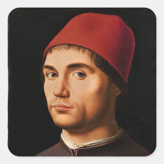 Adesivo Quadrado Retrato de um Homem, c.1475 (Frente)