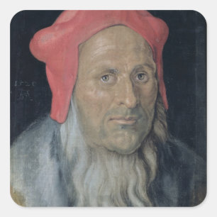 Adesivo Quadrado Retrato de um homem farpado em Red Hat, 1520 (óle