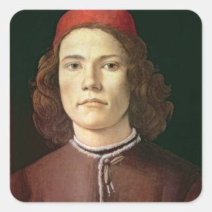 Adesivo Quadrado Retrato de um Jovem, c.1480-85